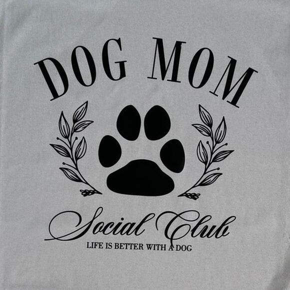Dog Mom Social Club Large Women’s Ice Gray T-Shirt Short Sleeve - Picture 3 of 6